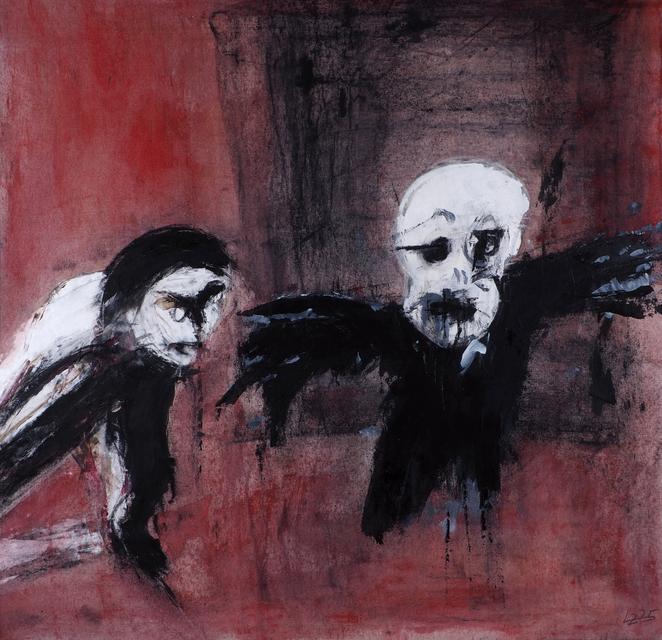 Shoo! - 2025 | 68x68cm | acrylic, oil, pastel, pigments on canvas